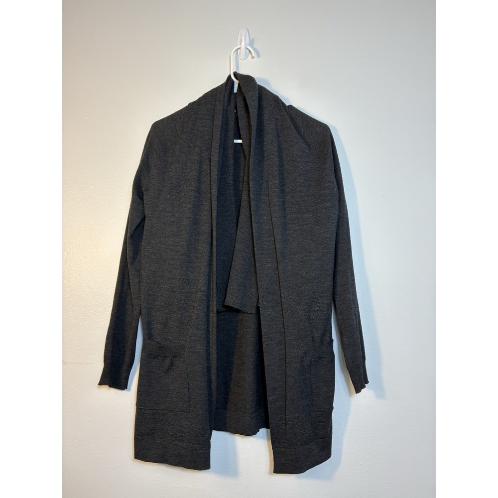 Theory‎ Open Front Cardigan Sz Small Gray Wool Blend Preppy Designer Pockets